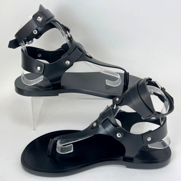 Isabel Marant Eveen Black Leather Gladiator Sandals Removable ankle strap Sz 40 - Picture 6 of 15